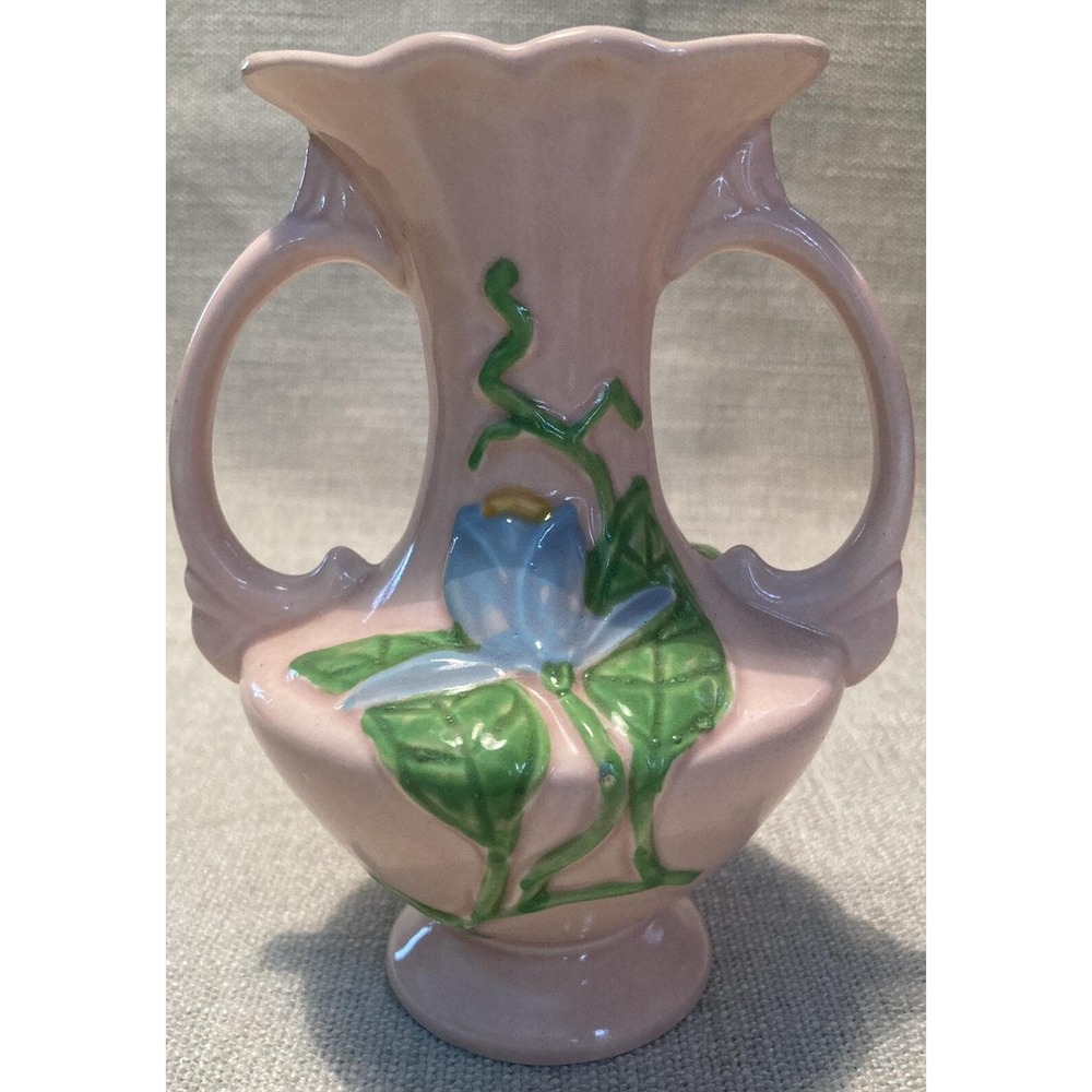 Vtg Blue Magnolias Hull Art Vase USA Spring Summer Pink Blue Green Yellow